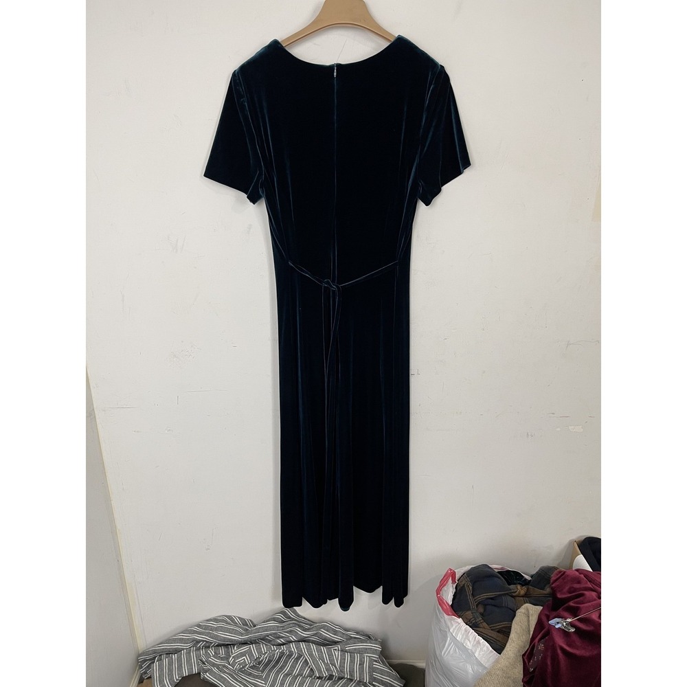 Coldwater Creek Womens Dress Medium Dark Teal Velvet Maxi Holiday Party Evening